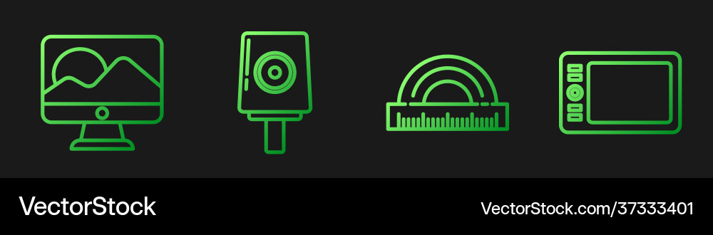 Set line protractor computer monitor screen Set line protractor computer monitor screen vector image