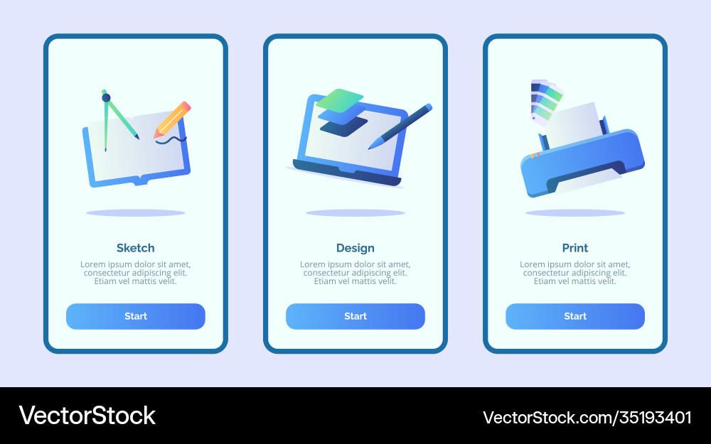 Sketch design print for mobile apps template Sketch design print for mobile apps template vector image