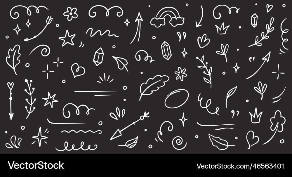 Sketch element line set abstract nature Sketch element line set abstract nature vector image