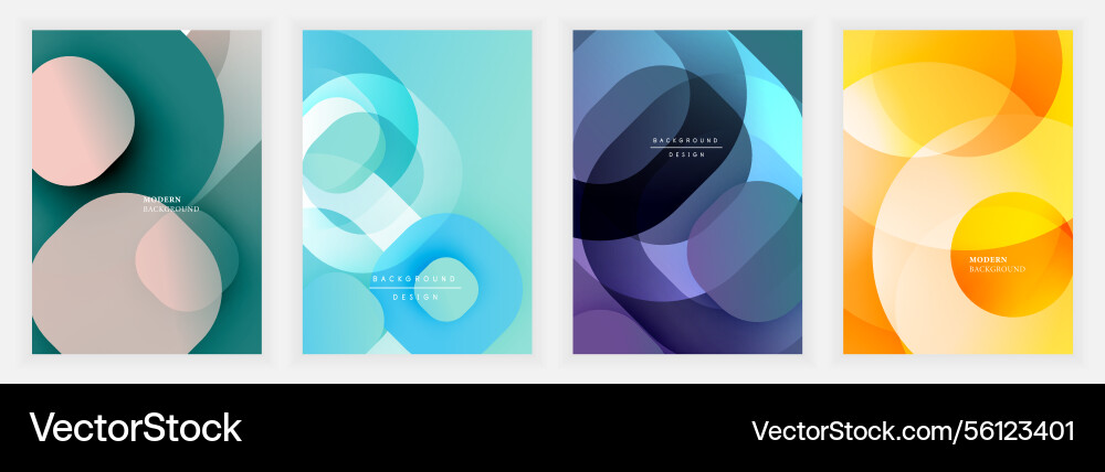 Soft abstract posters with overlapping rounded Vector Image