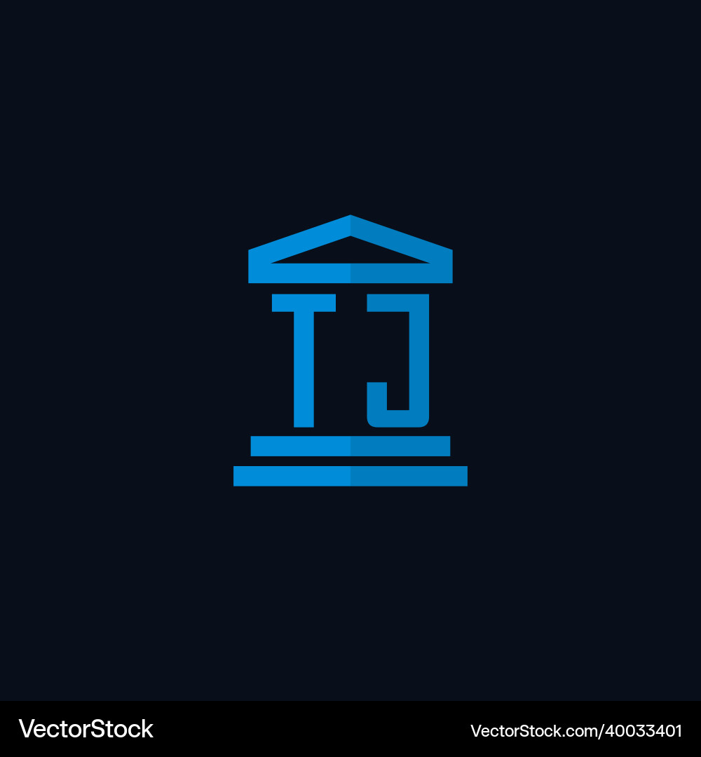 Tj initial logo monogram with simple courthouse vector image