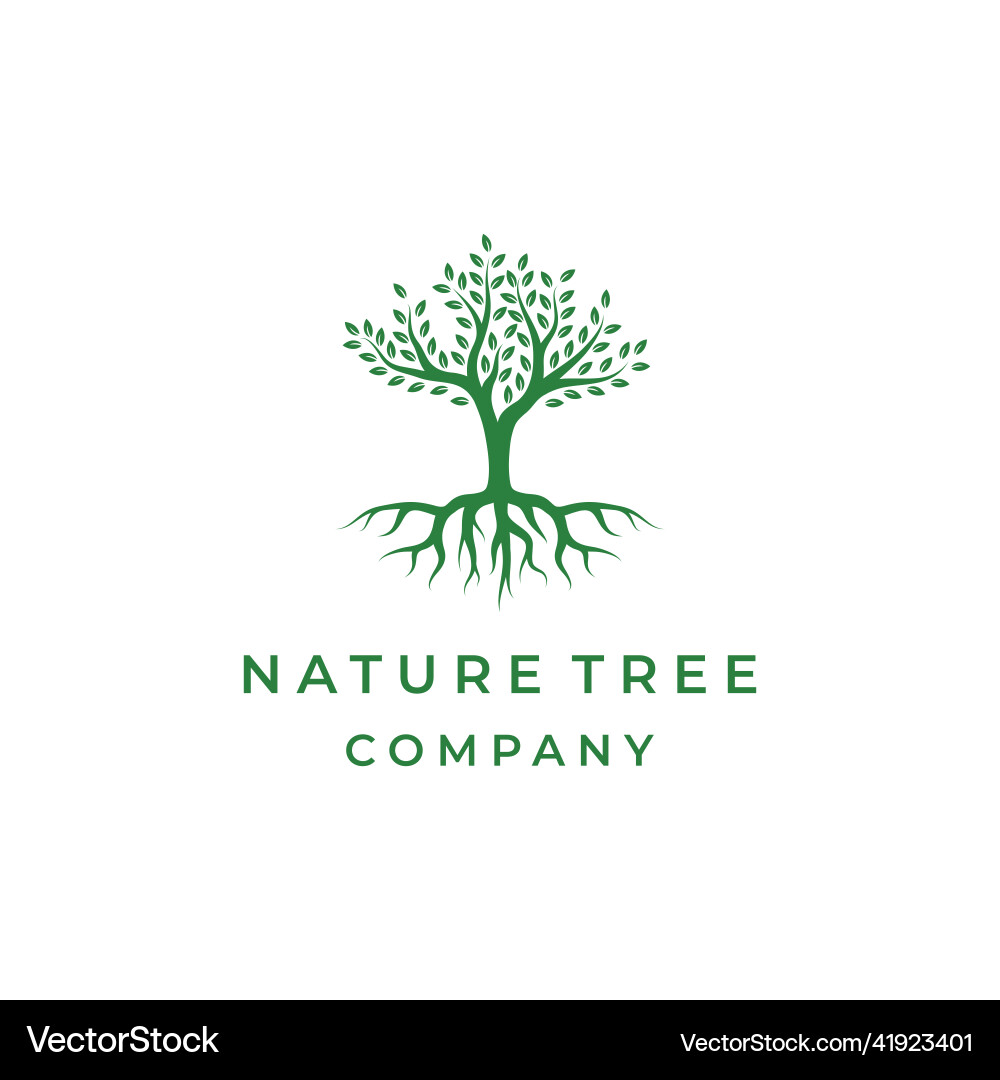 Tree and roots logo design isolated abstract vector image