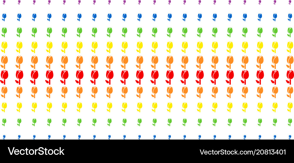 Tulip shape halftone spectrum pattern Tulip shape halftone spectrum pattern vector image