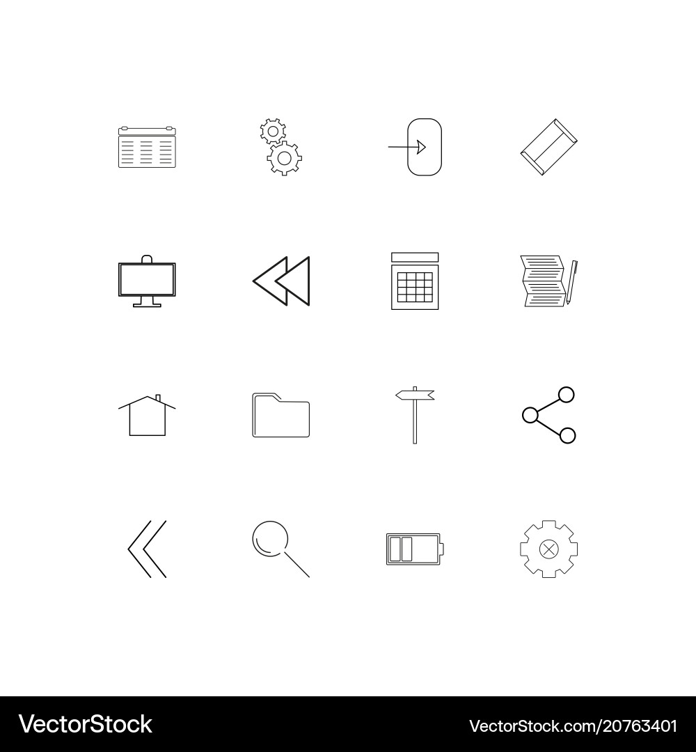 User interface linear thin icons set outlined Vector Image