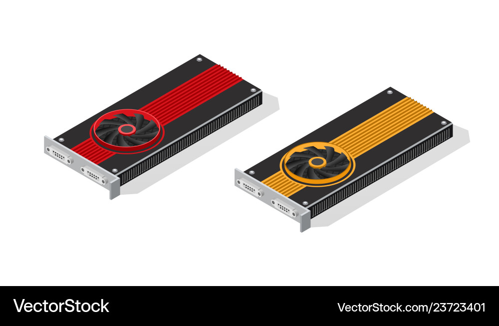 Video card set of mining bitcoin Video card set of mining bitcoin vector image