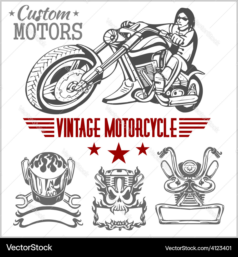 Vintage motorcycle labels badges and design Vector Image