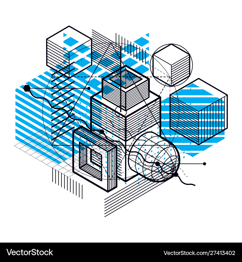 Abstract design with 3d linear mesh shapes Abstract design with 3d linear mesh shapes vector image