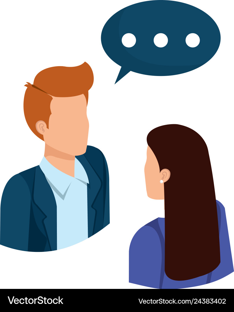 Business couple talking with speech bubble Business couple talking with speech bubble vector image