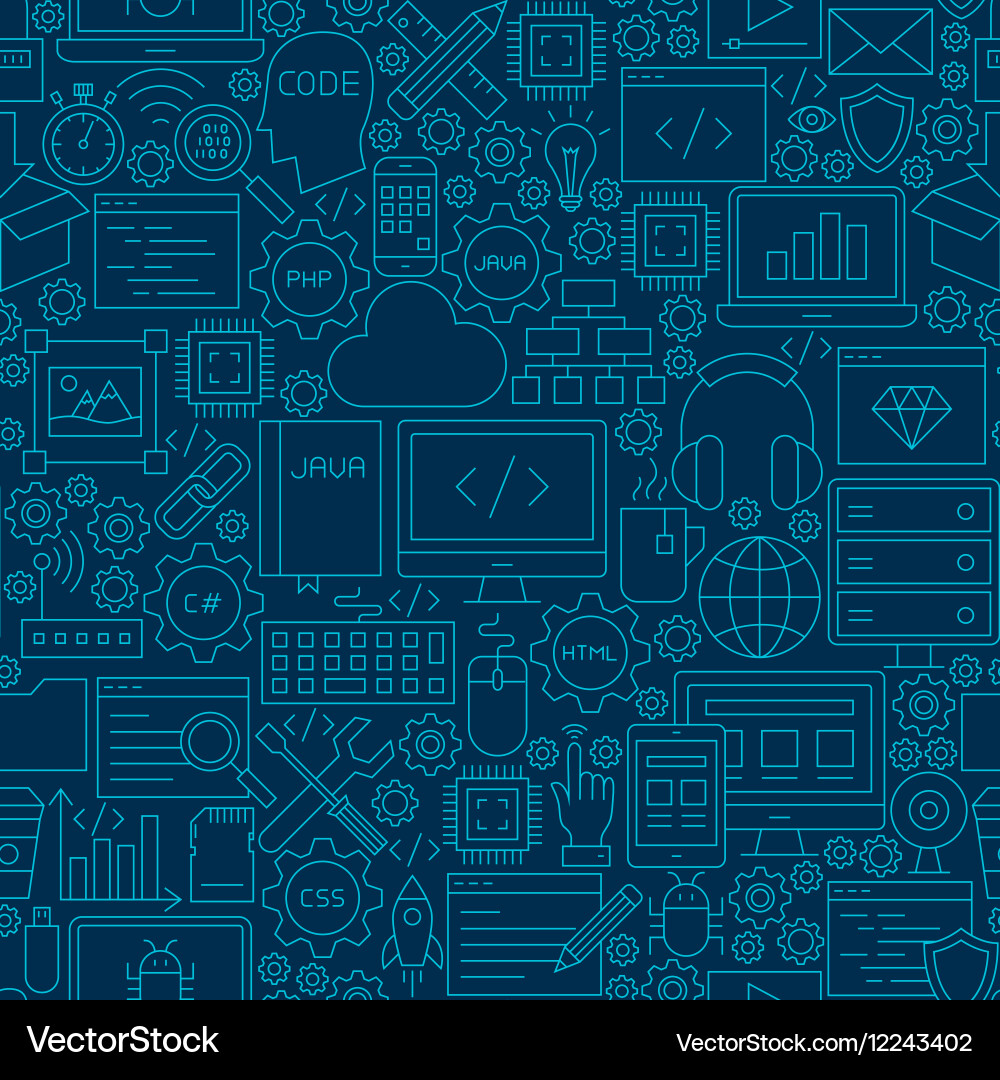 Dark programming line seamless pattern vector image