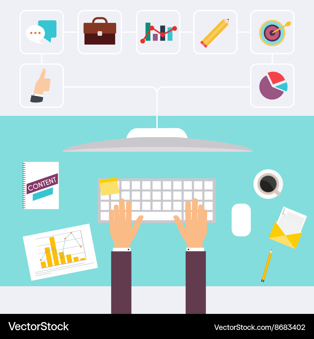 Desk and signing a document computers vector image