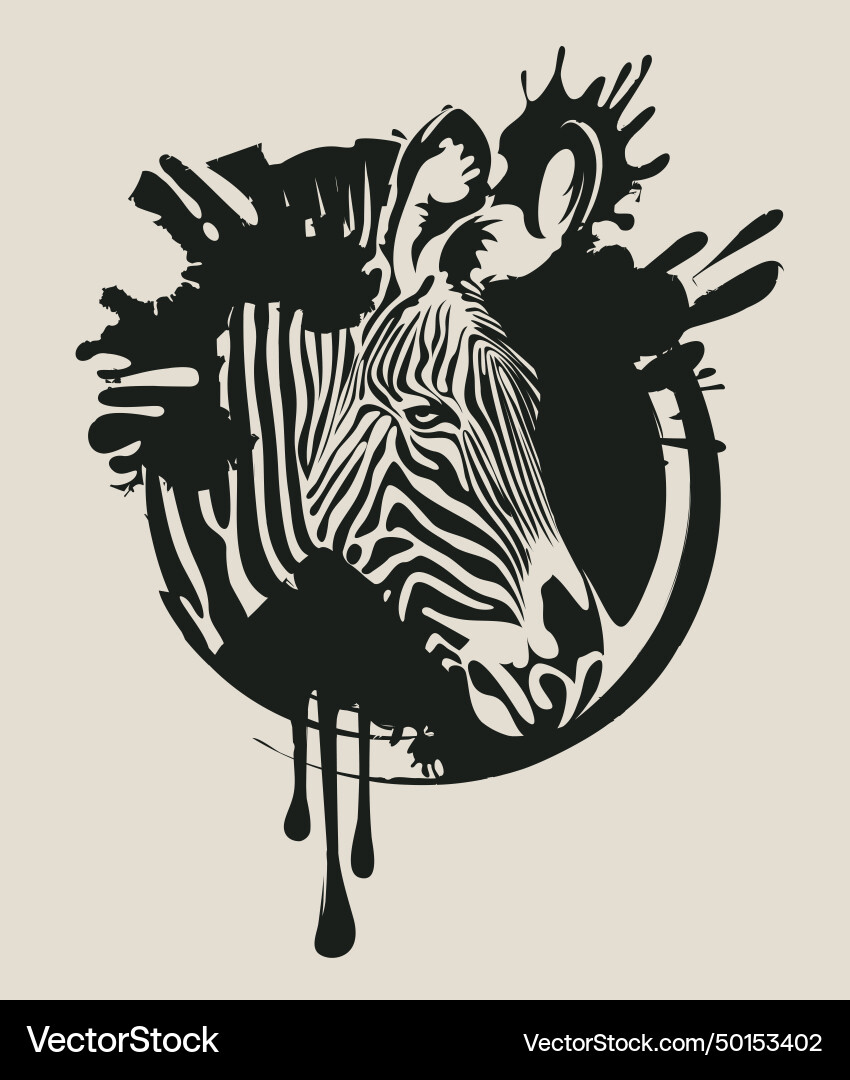 Drawing of a zebra head in circle Drawing of a zebra head in circle vector image