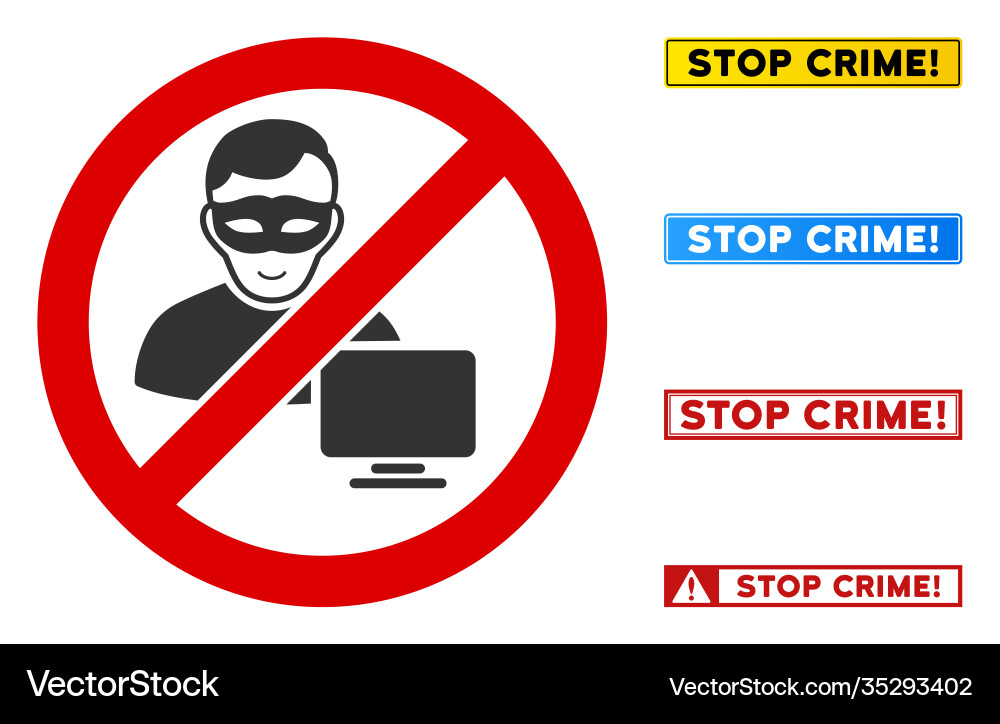 Flat no computer hacker sign with texts Flat no computer hacker sign with texts vector image