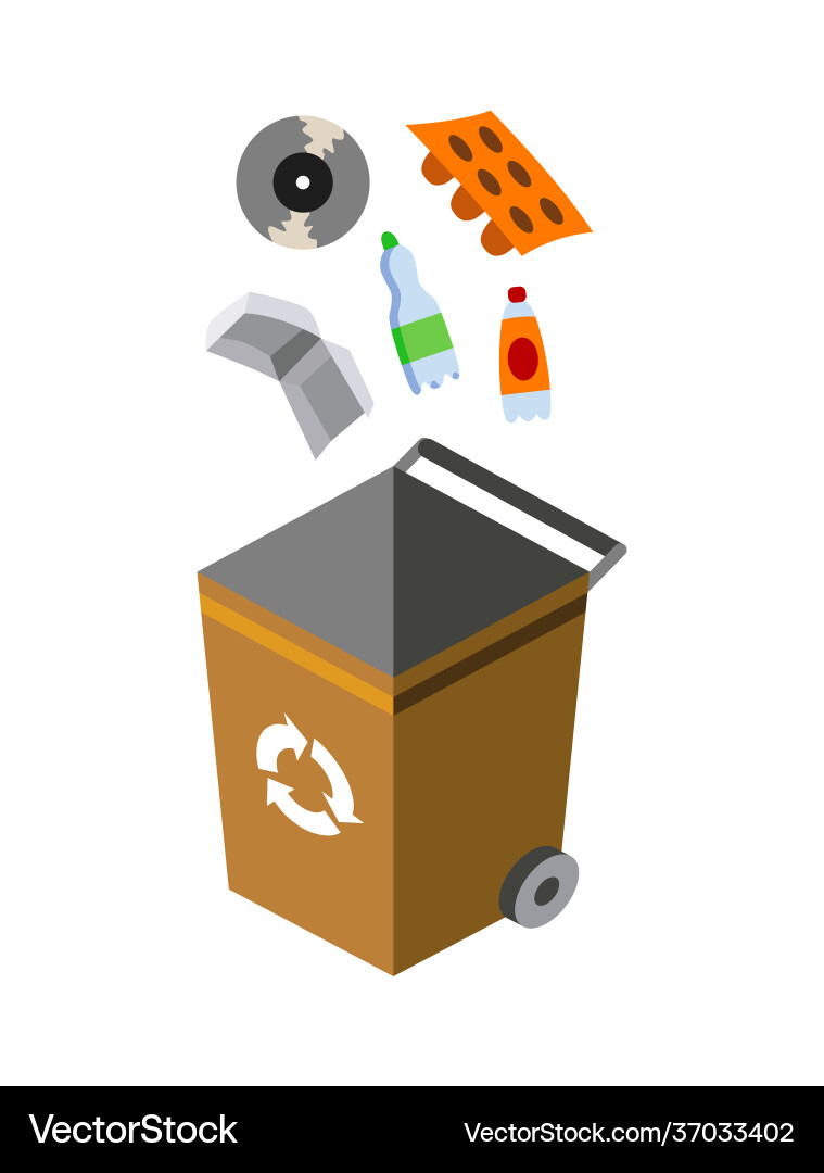 Garbage can for sorting recycling elements vector image
