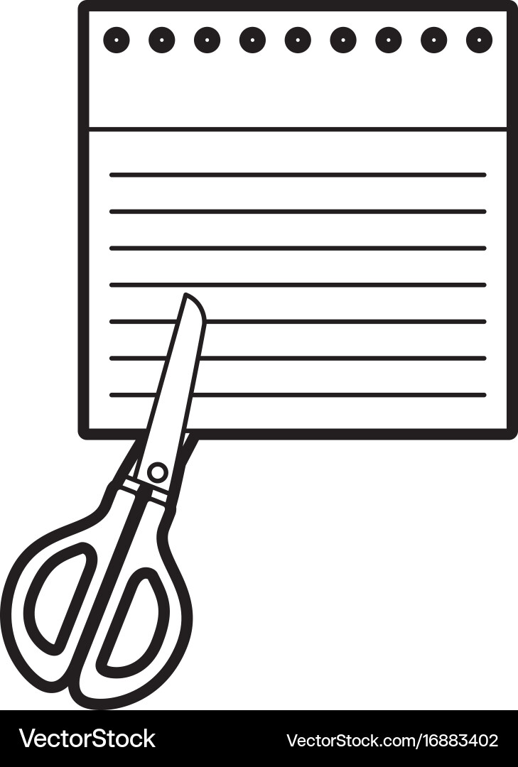 Notebook sheet with scissor vector image