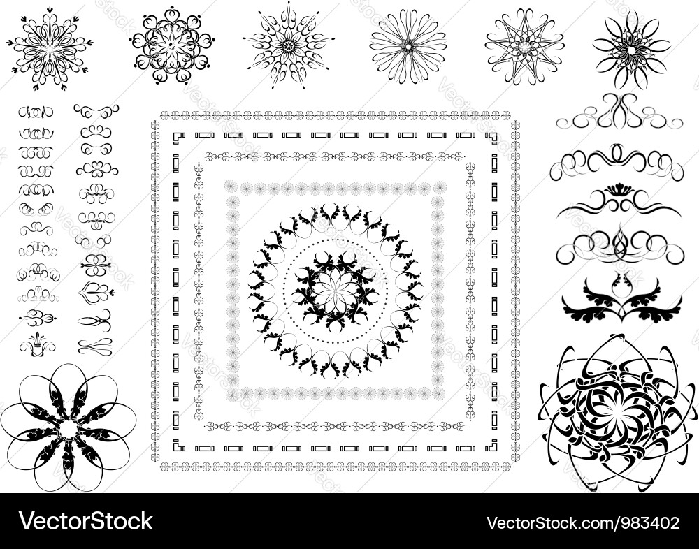 Ornate Floral Borders & Frames Vector Image