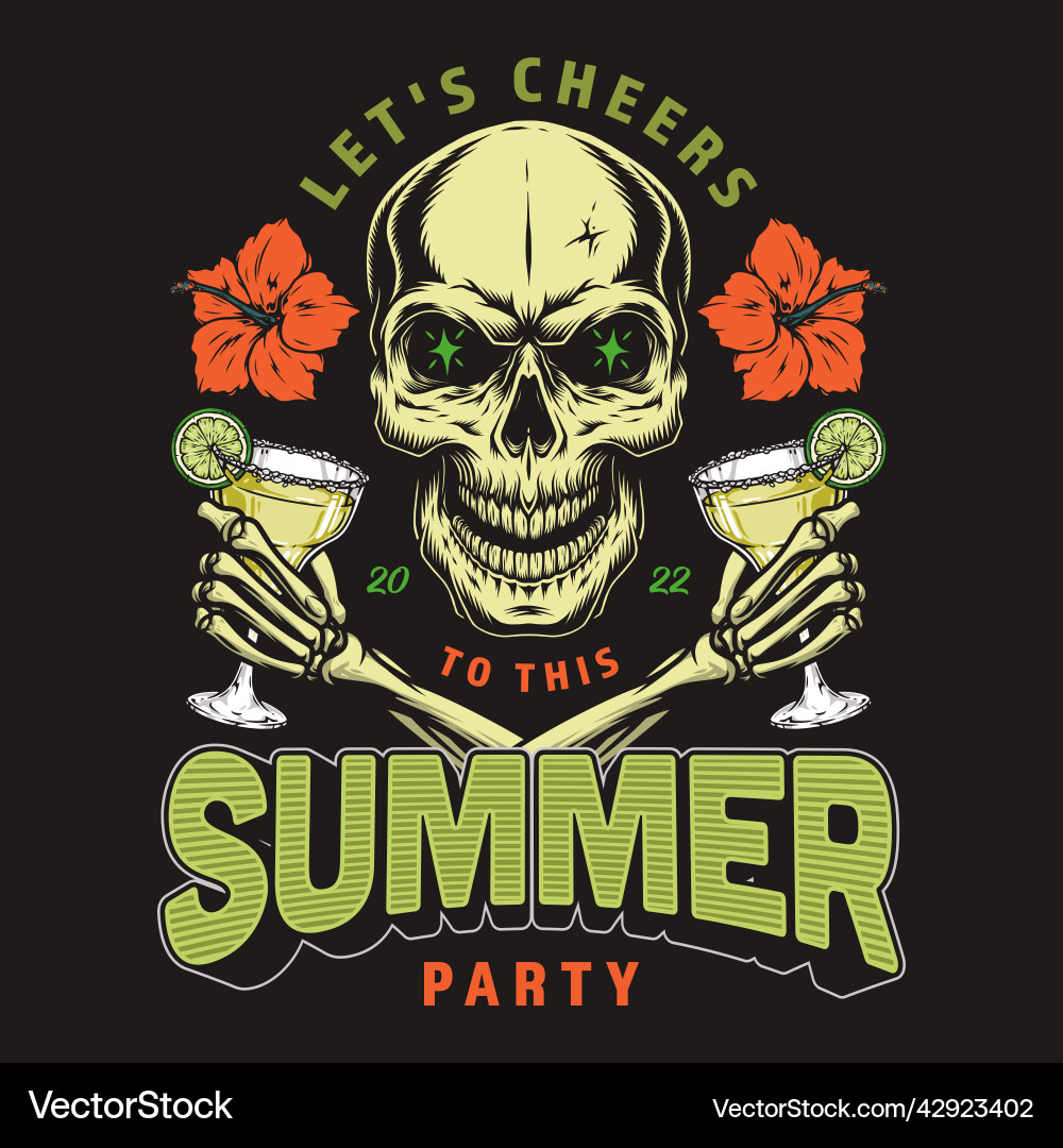 Party skull vintage colorful flyer Party skull vintage colorful flyer Vector Image