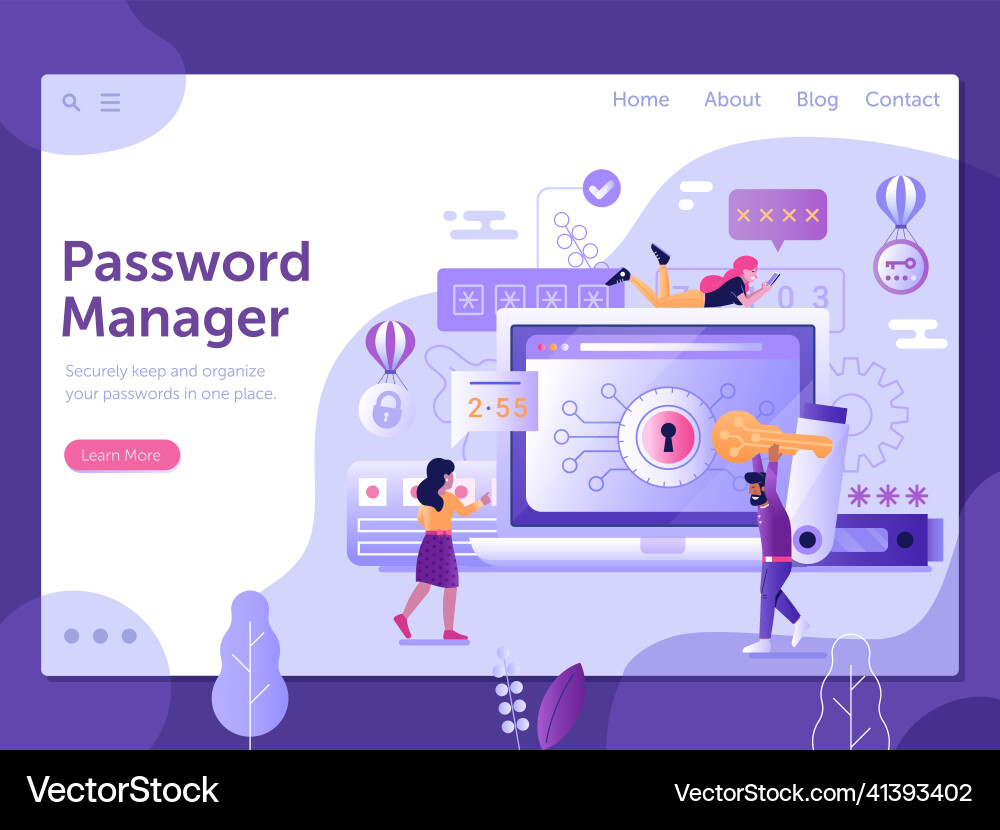 Password storage and data encryption web banner Password storage and data encryption web banner vector image