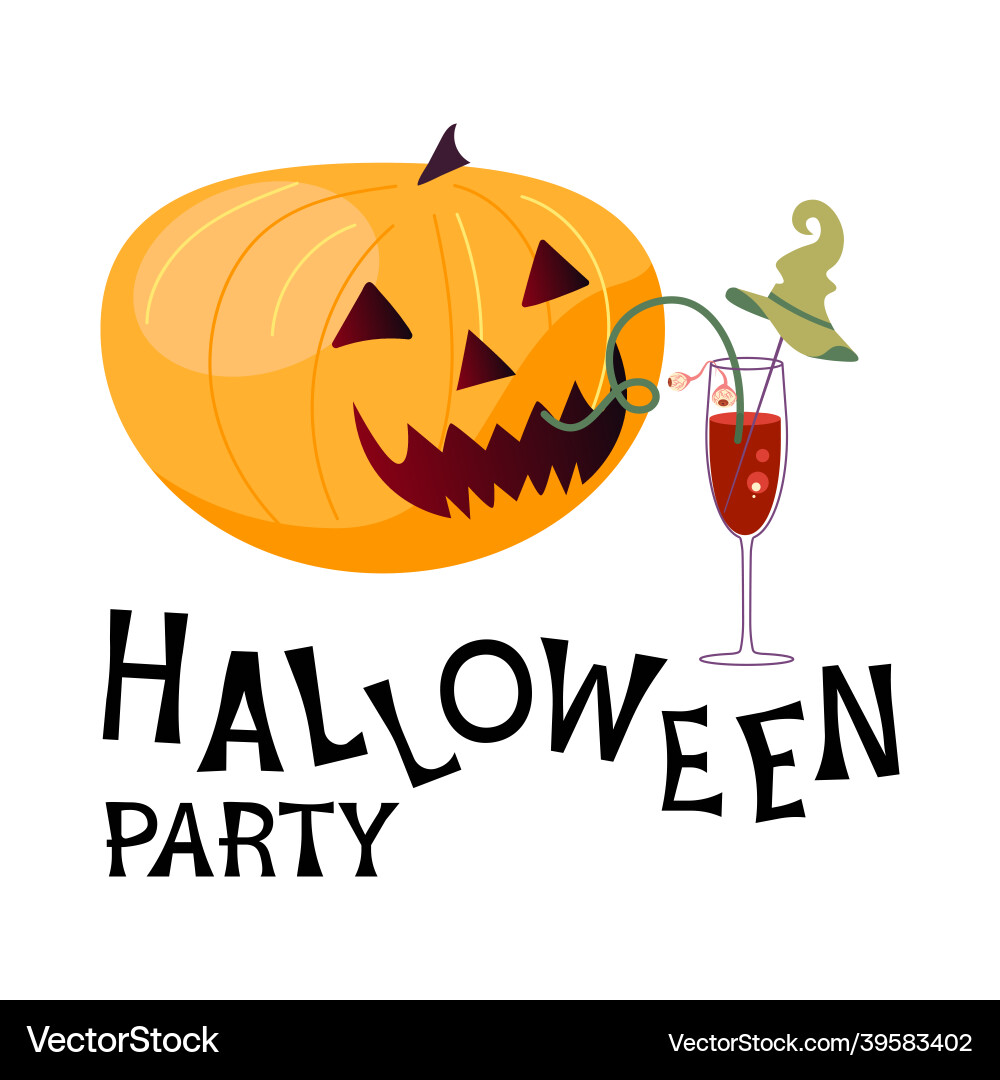 Pumpkin laughs ominously and drinks bloody Pumpkin laughs ominously and drinks bloody vector image