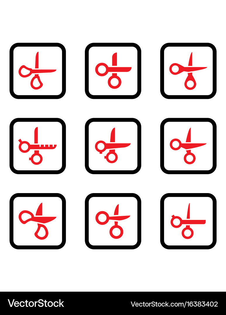 Red scissors collection Vector Image