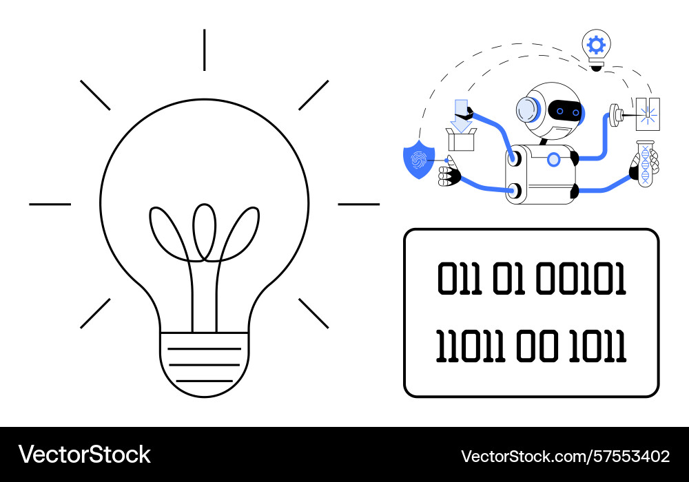 Robot innovating with artificial intelligence Robot innovating with artificial intelligence vector image