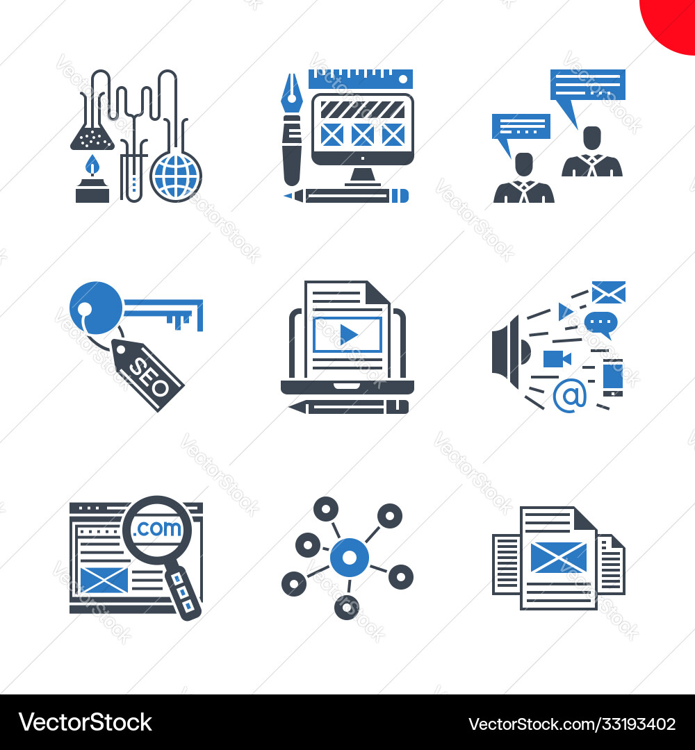 Seo and web opimization icons set Seo and web opimization icons set vector image