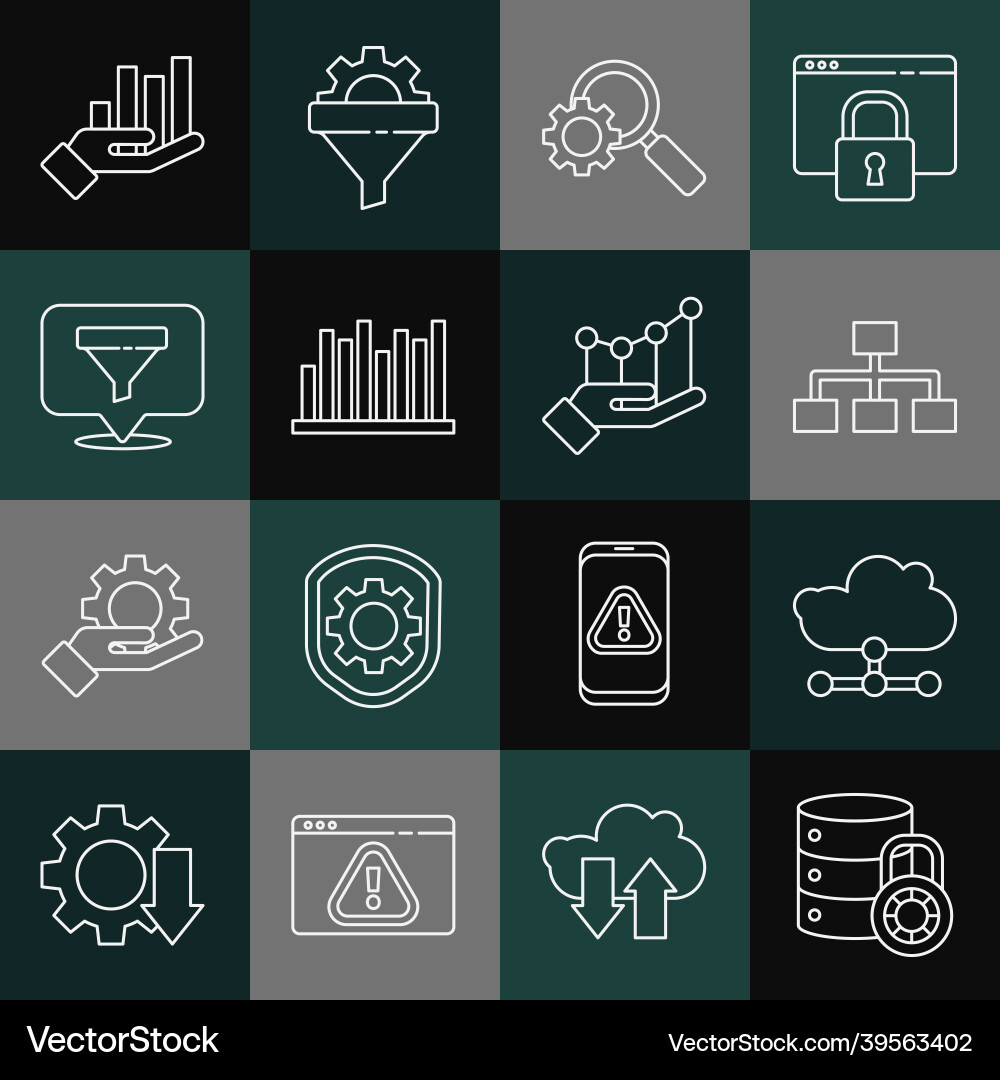 Set line server security with lock network cloud Set line server security with lock network cloud Vector Image