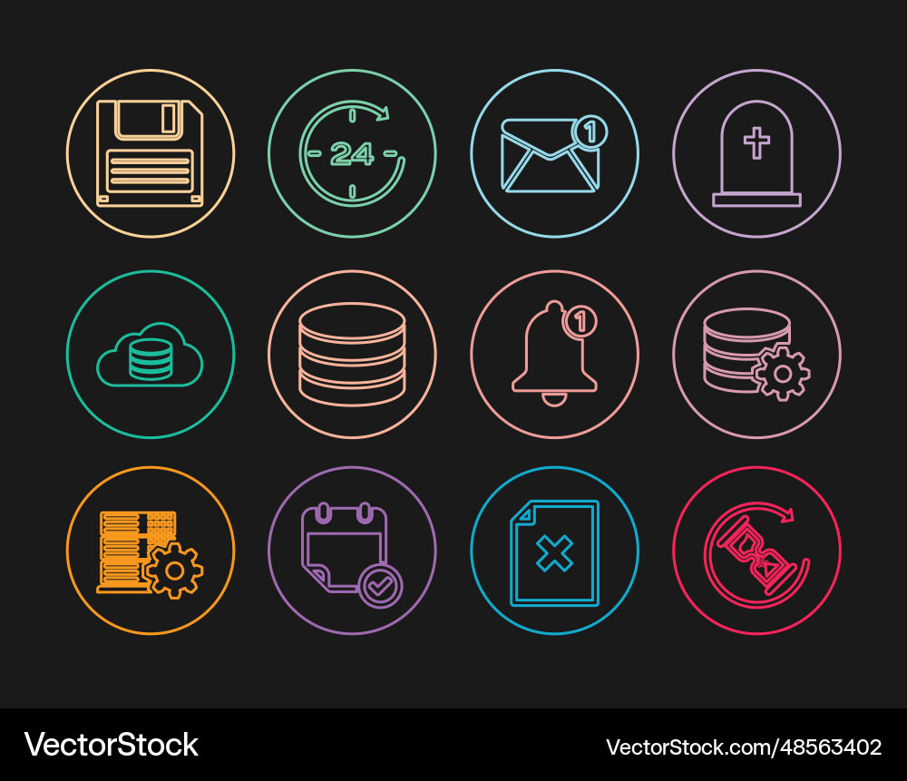 Set line waiting setting database server new Set line waiting setting database server new vector image