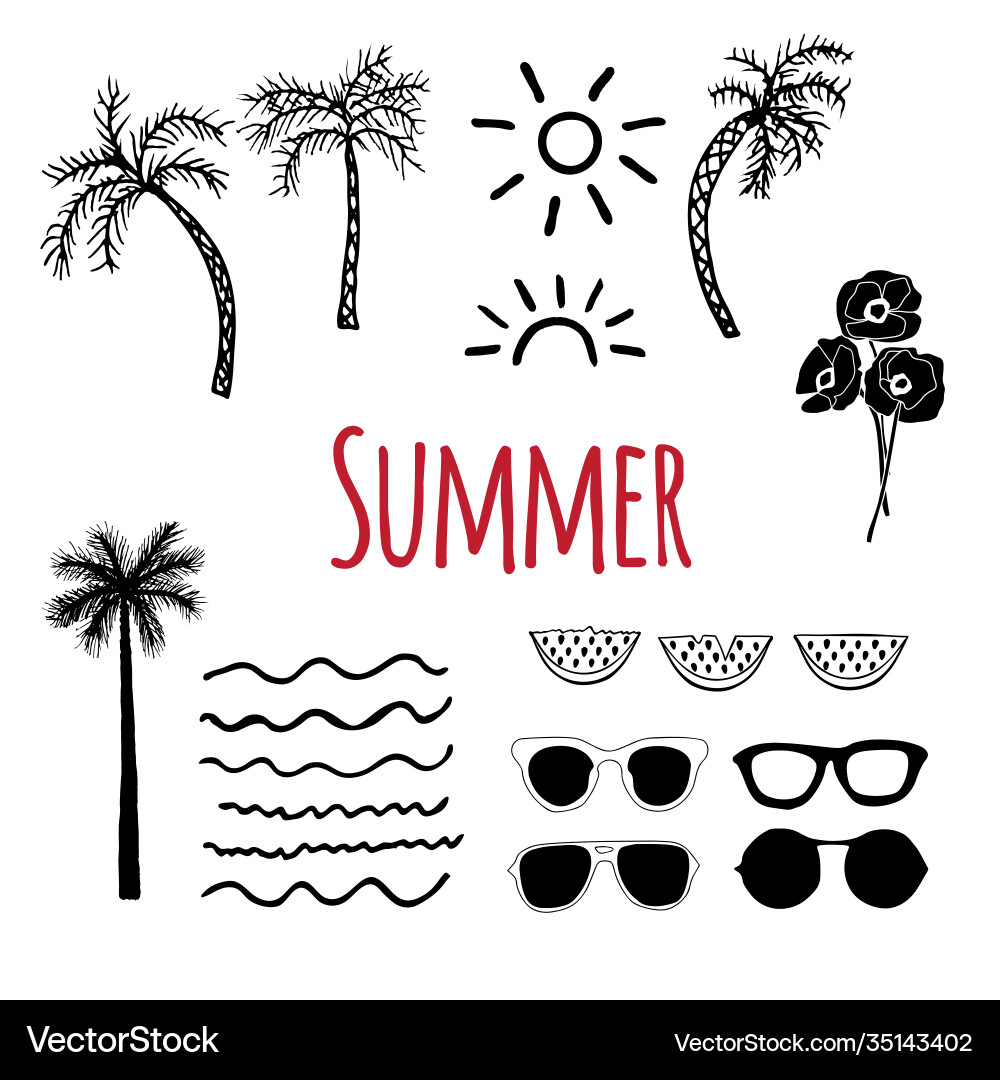 Summer Hand Drawn Elements Royalty Free Vector Image