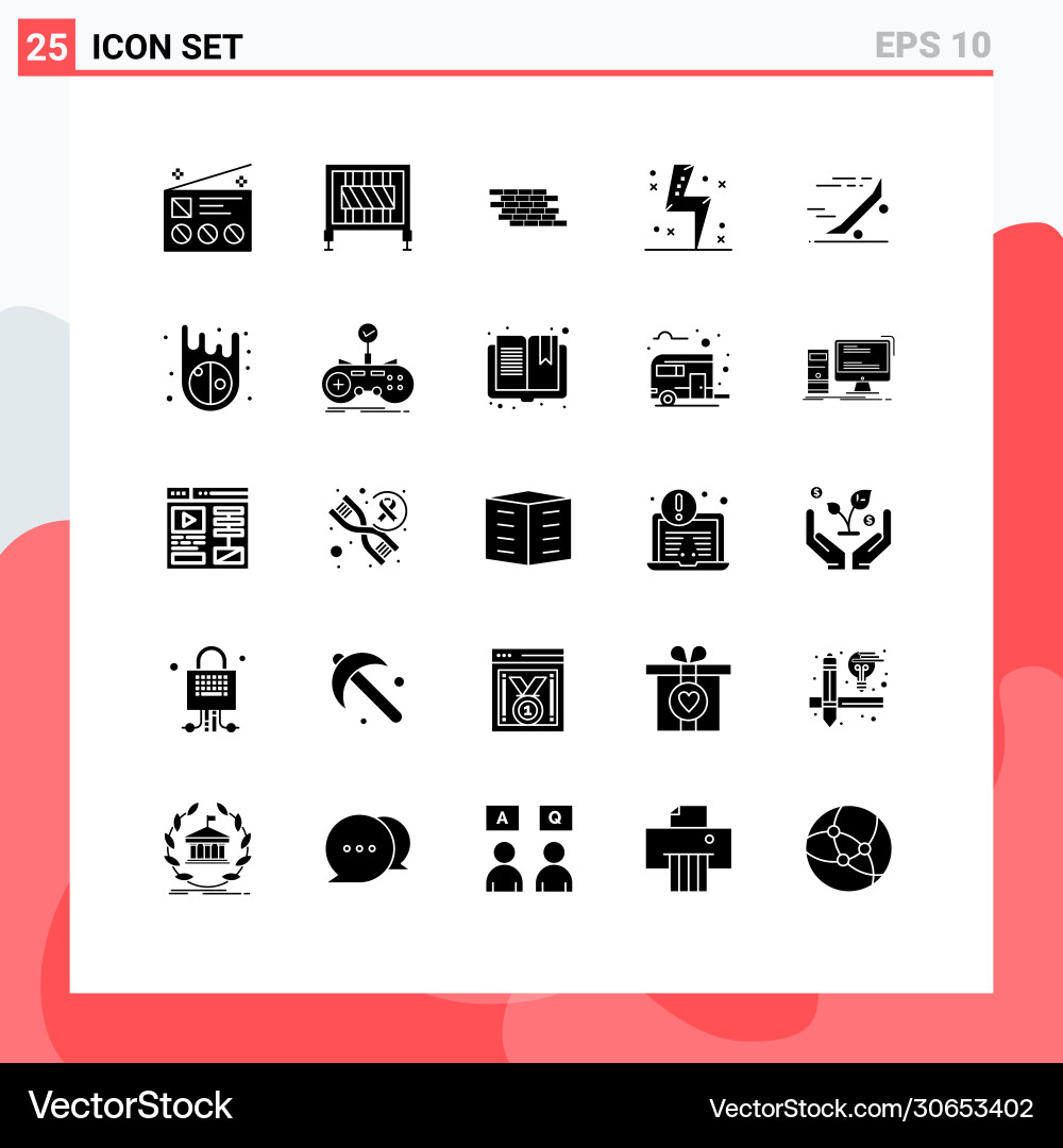 User interface pack 25 basic solid glyphs Vector Image