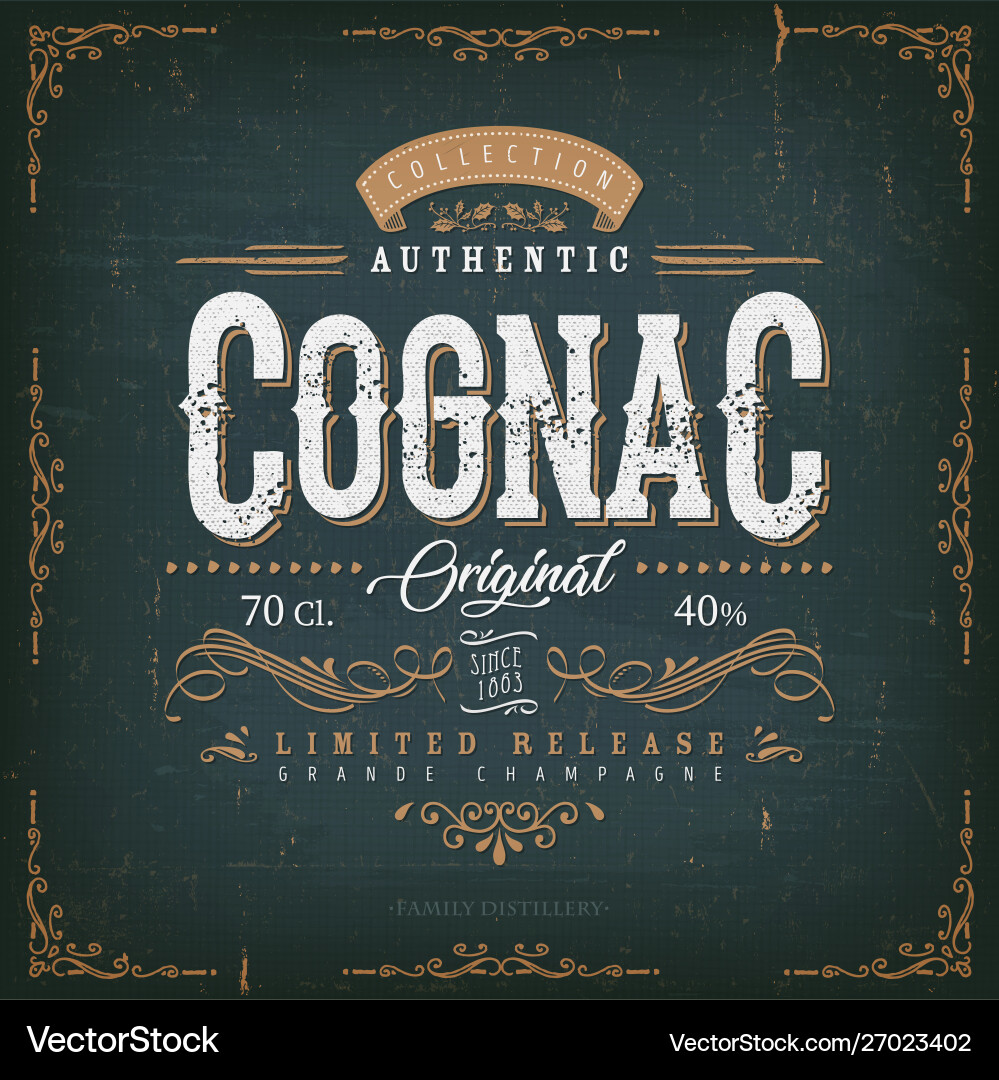 Vintage Cognac Bottle Label Vector Image