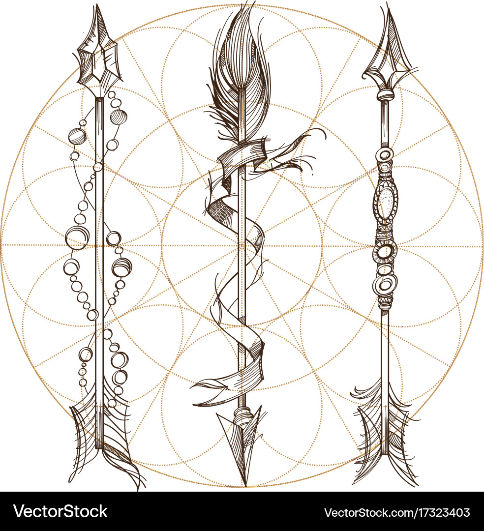 Arrows a set of elements in the style boho vector image