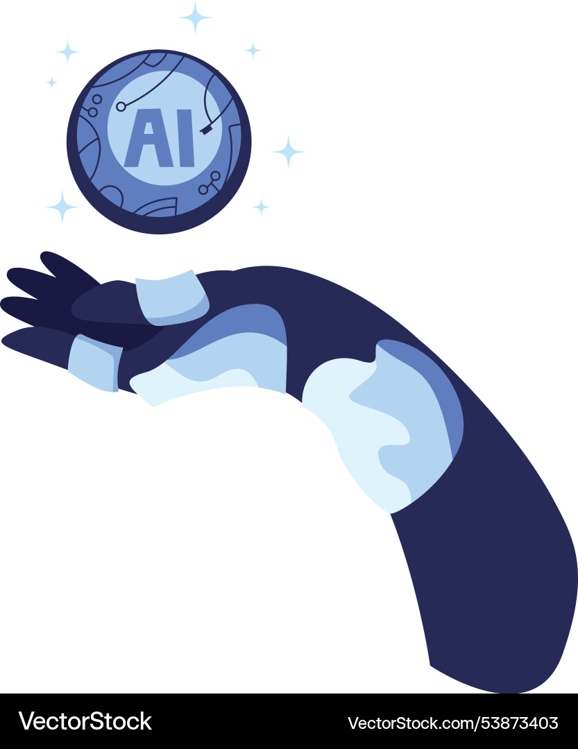 Digital ai chip in a robot hand vector image