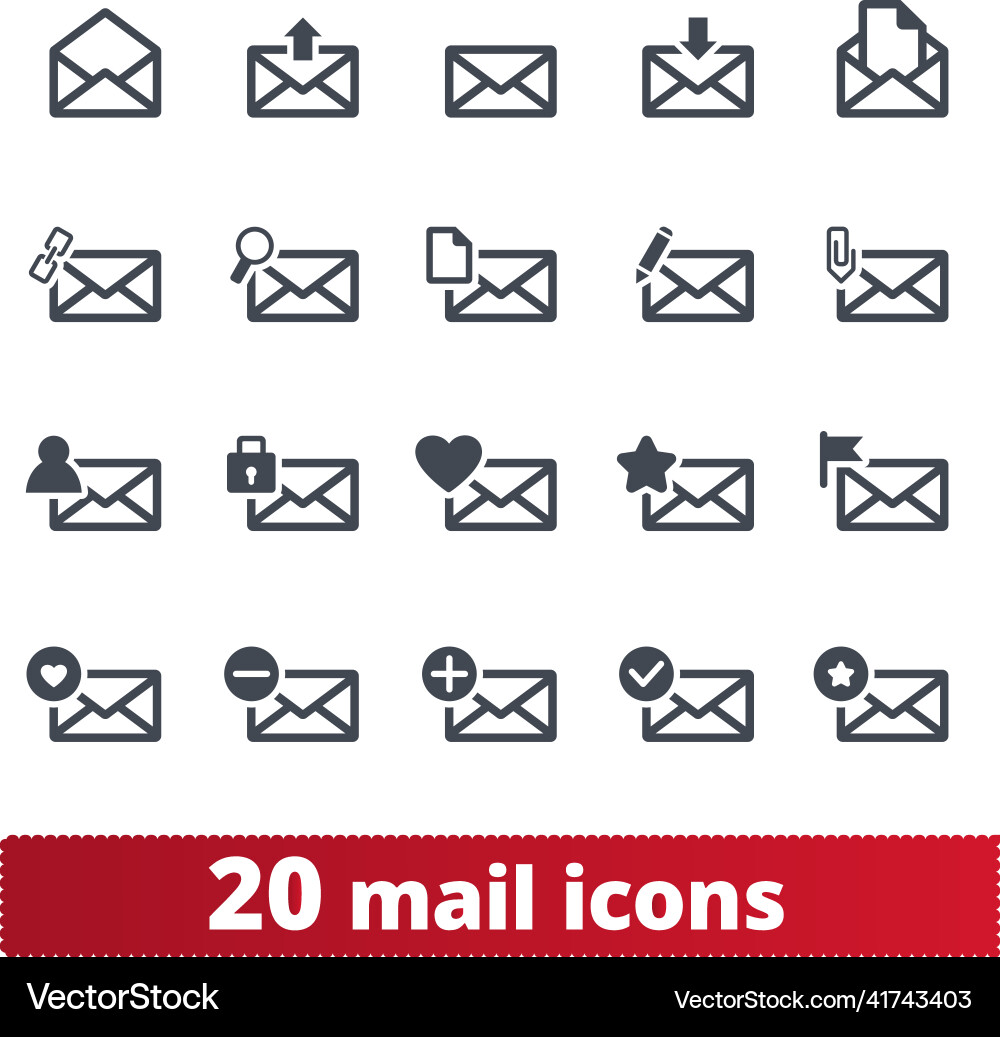 E-mail icons set for web and mobile app Vector Image