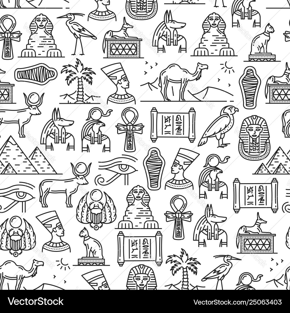 Egypt ancient culture symbols seamless pattern Vector Image