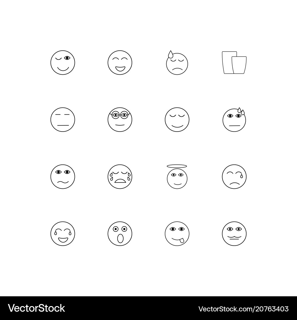 Emoticons linear thin icons set outlined simple Vector Image