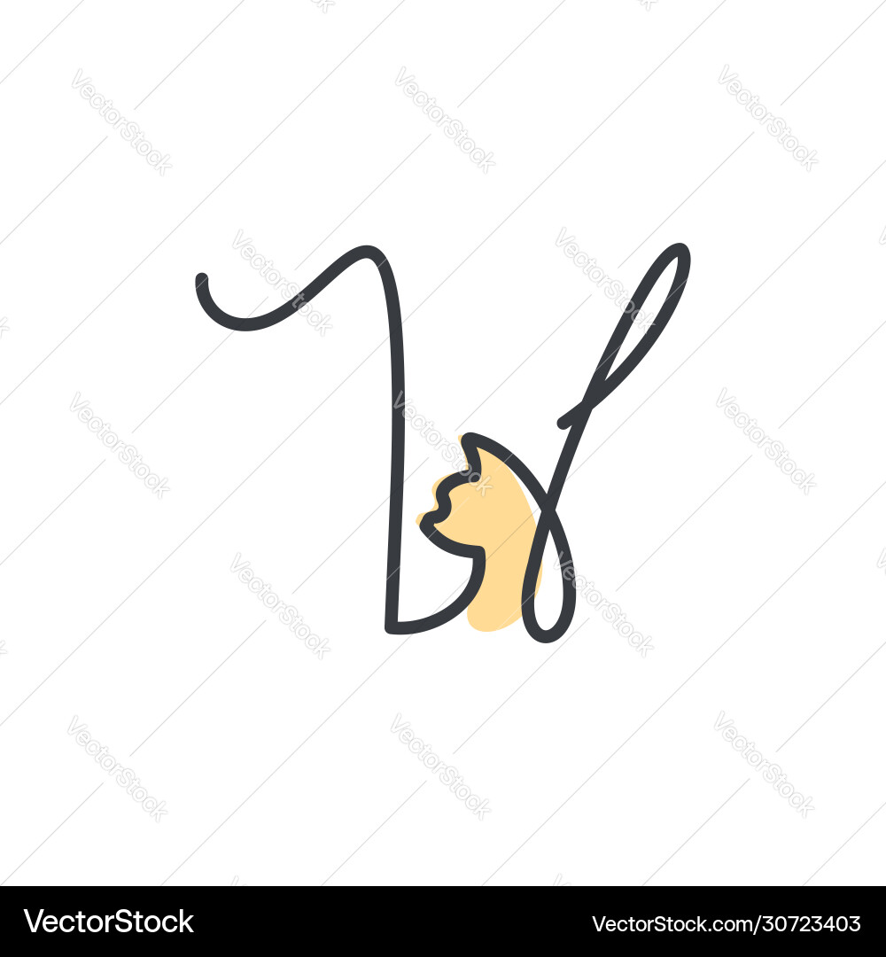 Initial mono-line v cat Initial mono-line v cat vector image