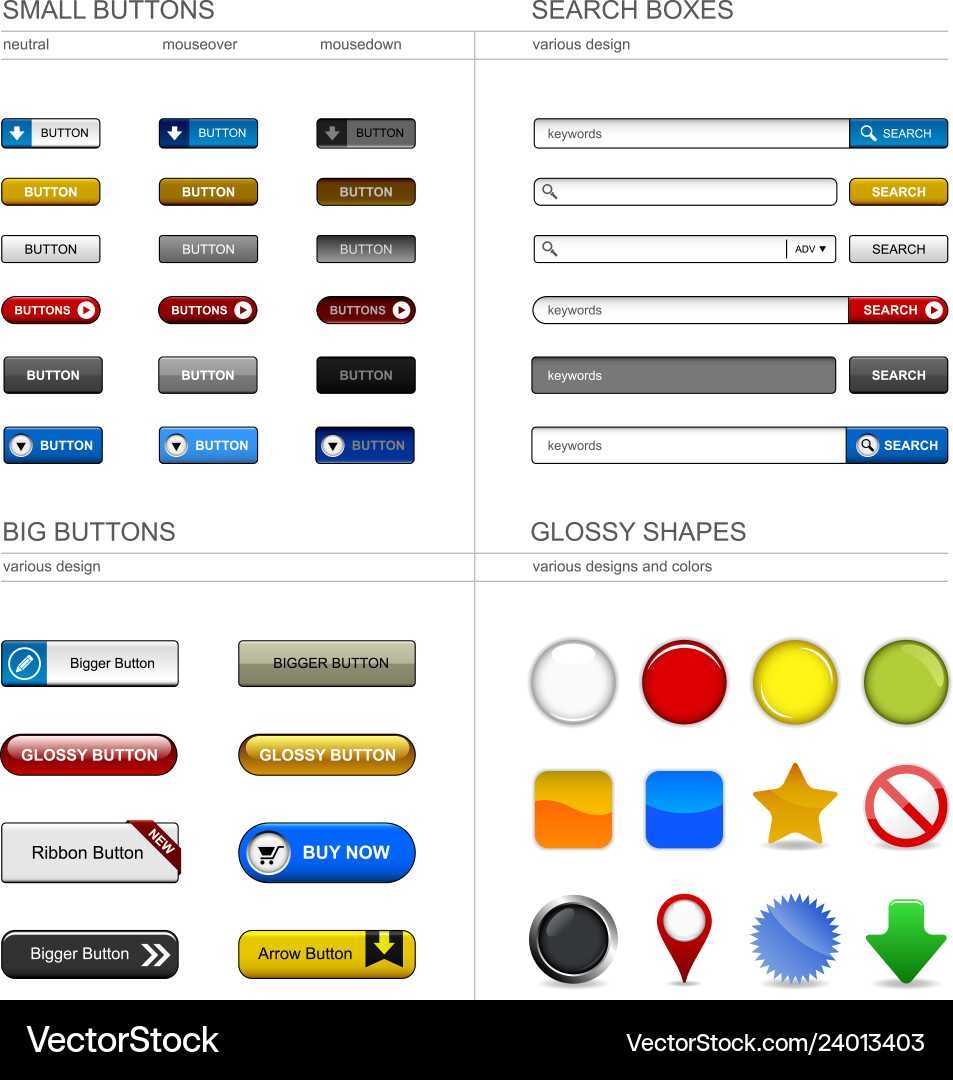 Modern Button Element Set vector image