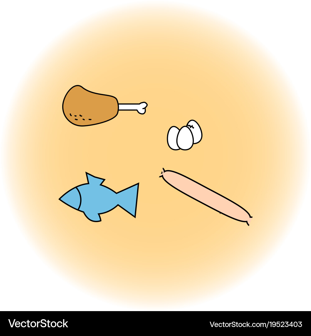 Primitive pattern with a set of simple products Vector Image