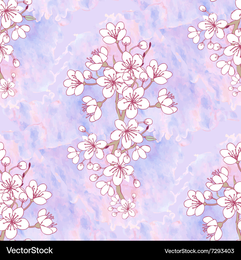 Seamless pattern sakura vector image