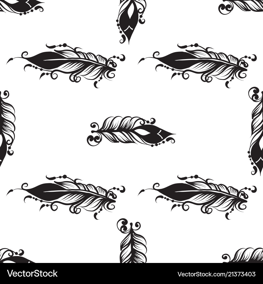 Seamless pattern with drawing of feathers Seamless pattern with drawing of feathers vector image