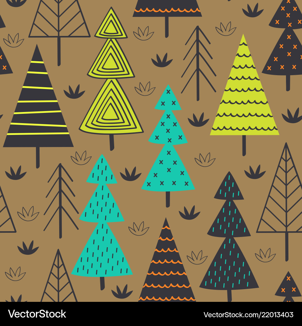 Seamless pattern with spruces in the forest vector image