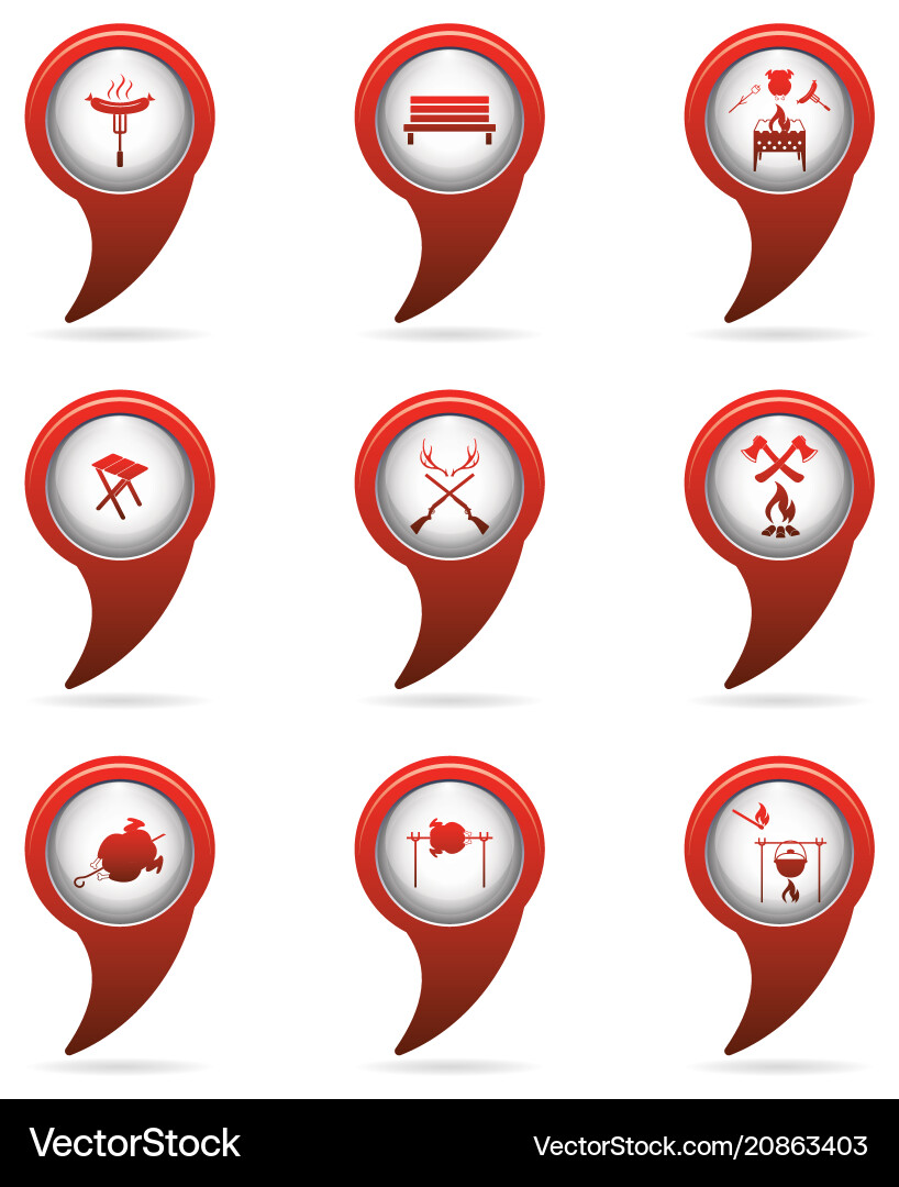 Set of tourism service map pointers vector image