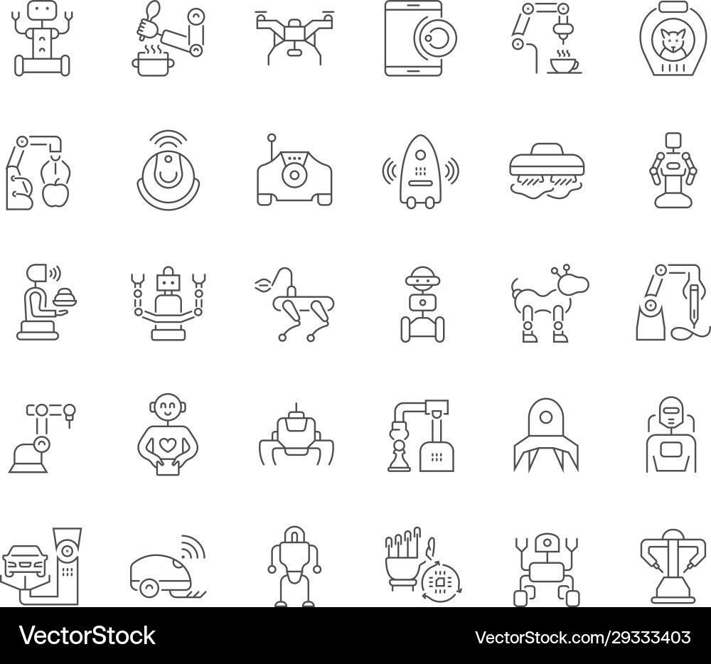 Set simple icons robots Set simple icons robots vector image