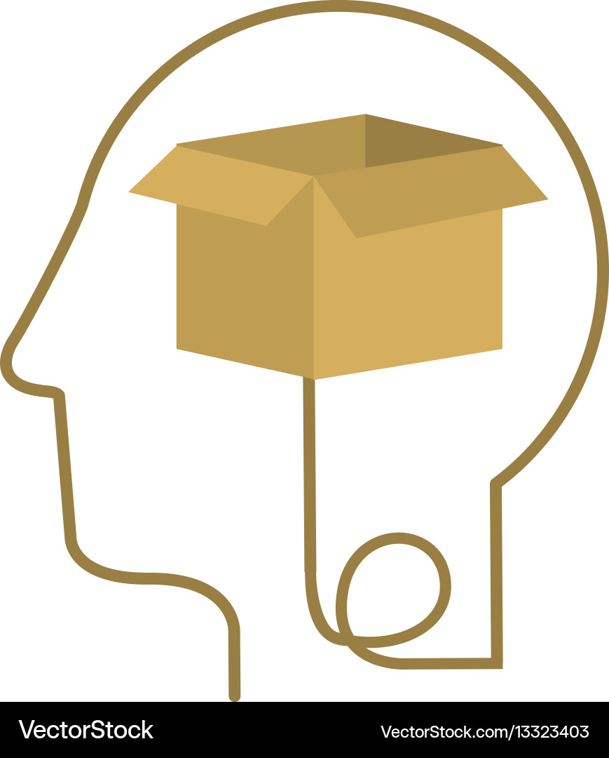 Silhouette profile human head with carton box Vector Image