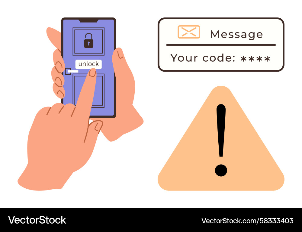 Smartphone Verification Code Unlock Vector Image