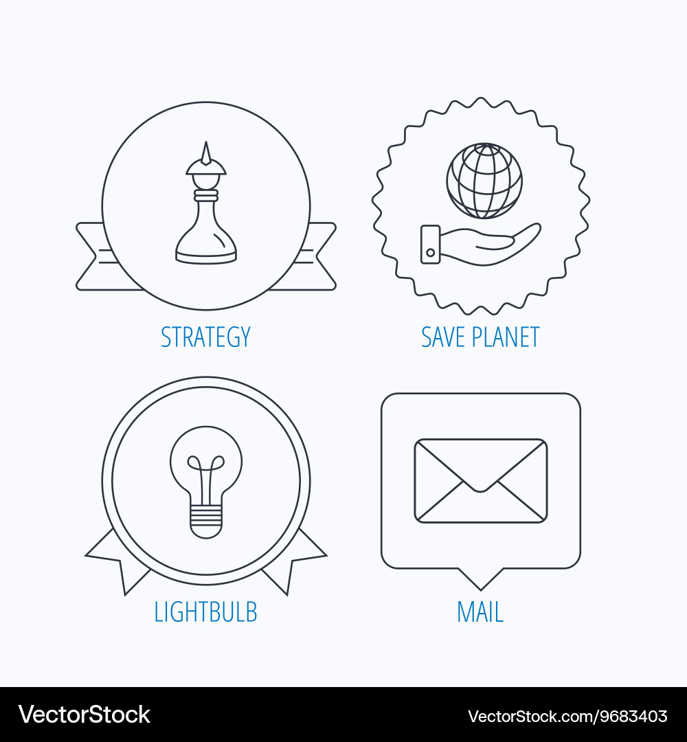 Strategy save planet and mail envelope icons Vector Image