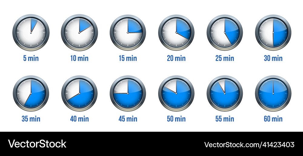 Timer clock stopwatch icon set label preparation Timer clock stopwatch icon set label preparation vector image