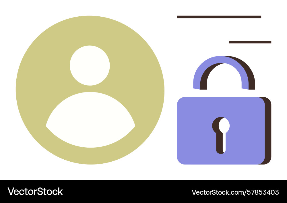 User profile secured with lock representing User profile secured with lock representing vector image