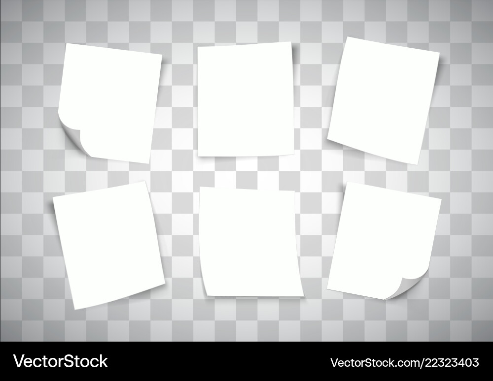 White paper notes on transparent background post White paper notes on transparent background post vector image