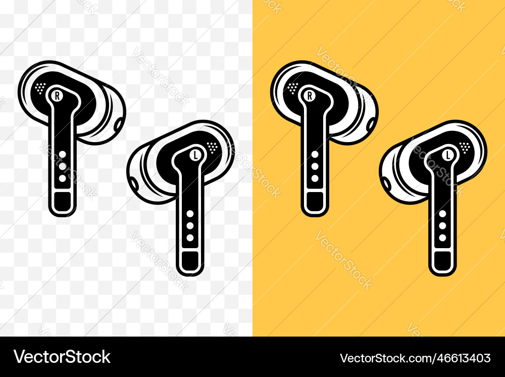 Wireless headphones set of objects in two Wireless headphones set of objects in two vector image